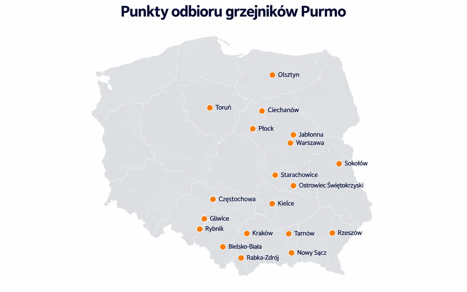 Punkty odbioru grzejników panelowych Purmo w Polsce